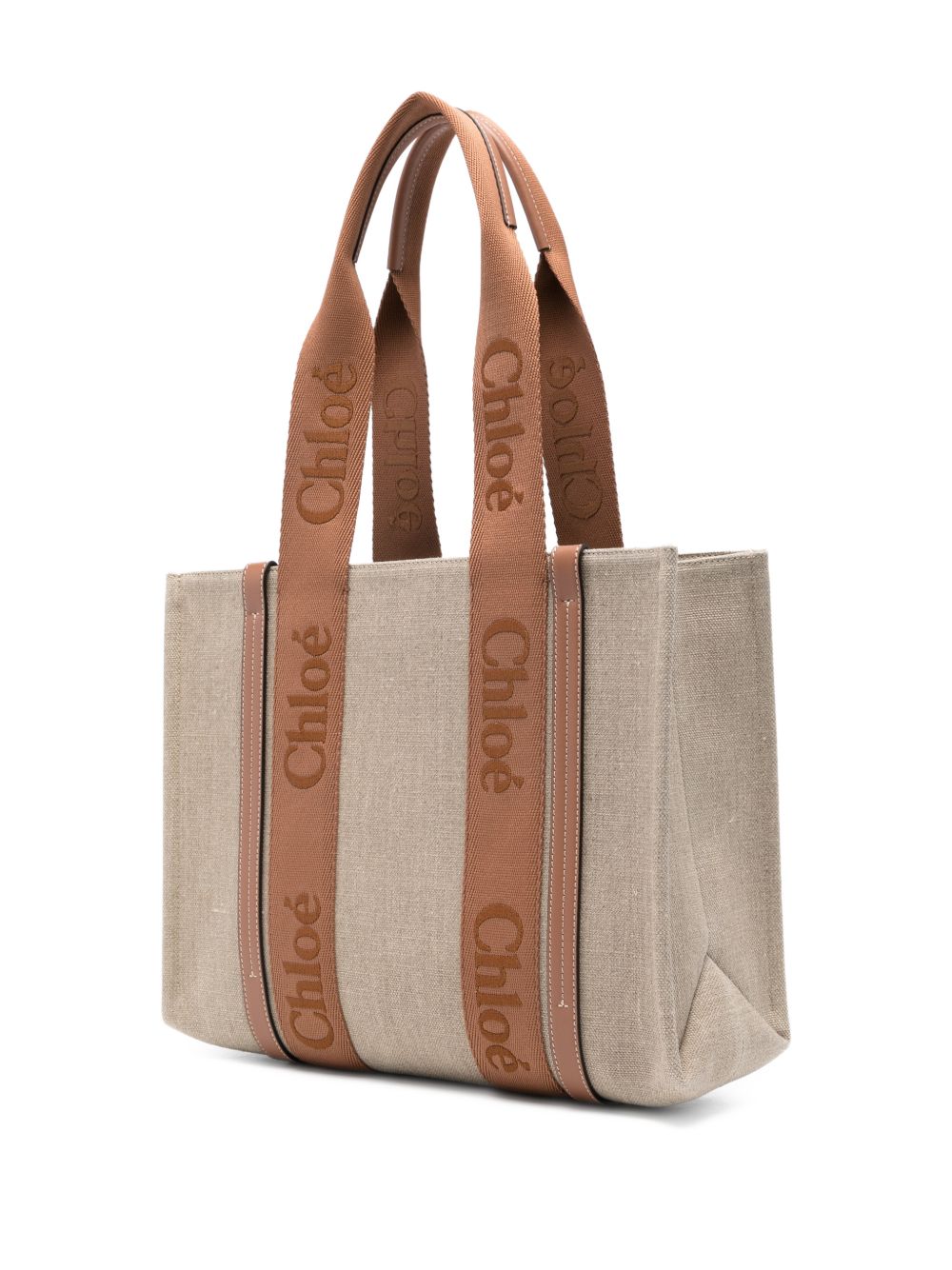 Chloé Women Woody Linen Tote Bag CHLOE