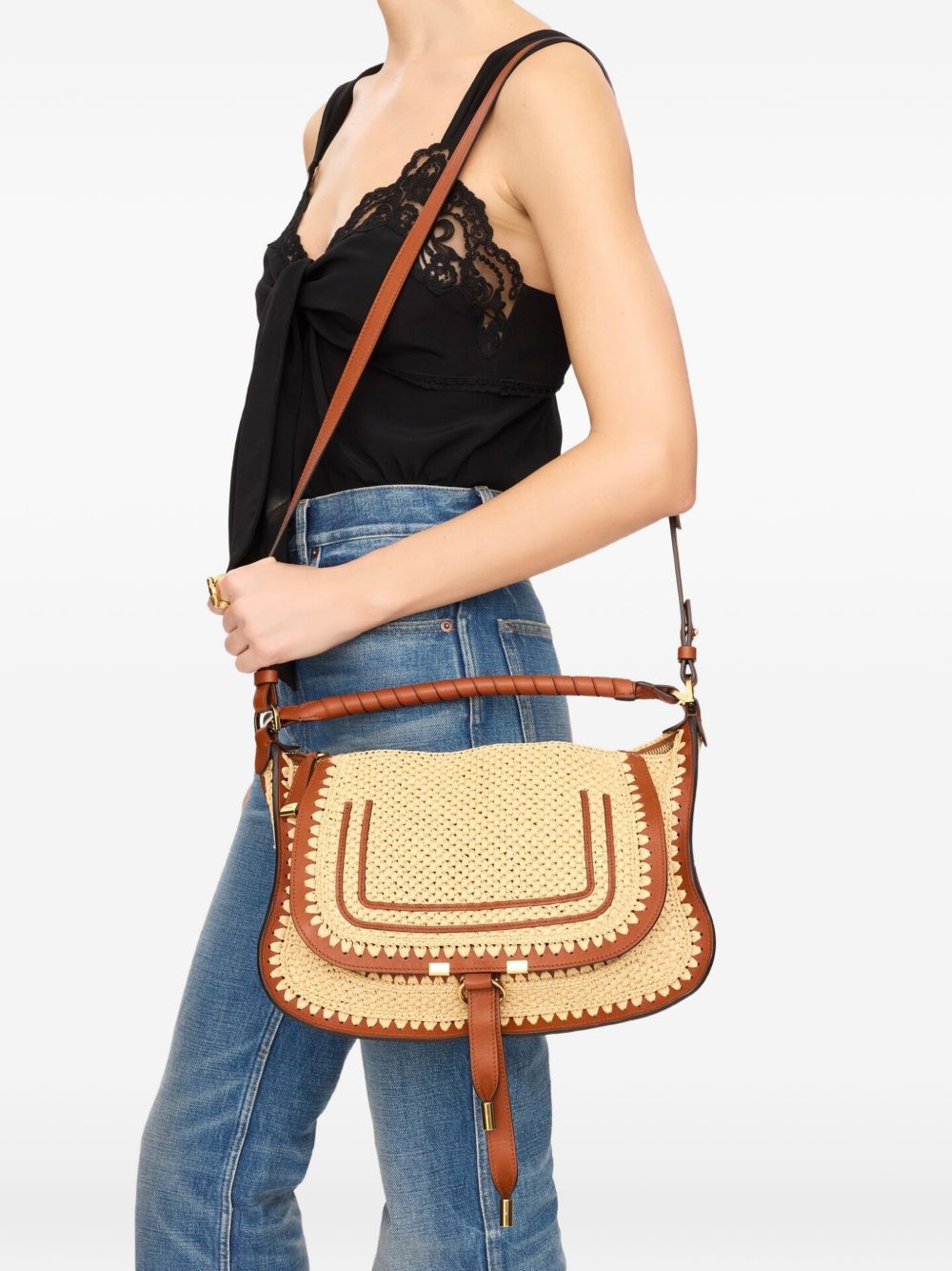 Chloé Women Marcie Small Rafia Shoulder Bag CHLOE