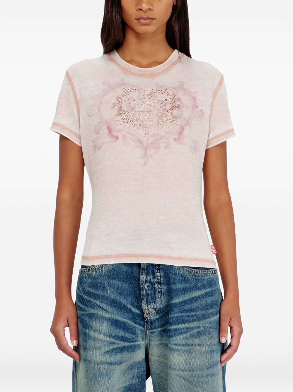 Diesel Women Logo Cotton Blend T-Shirt DIESEL