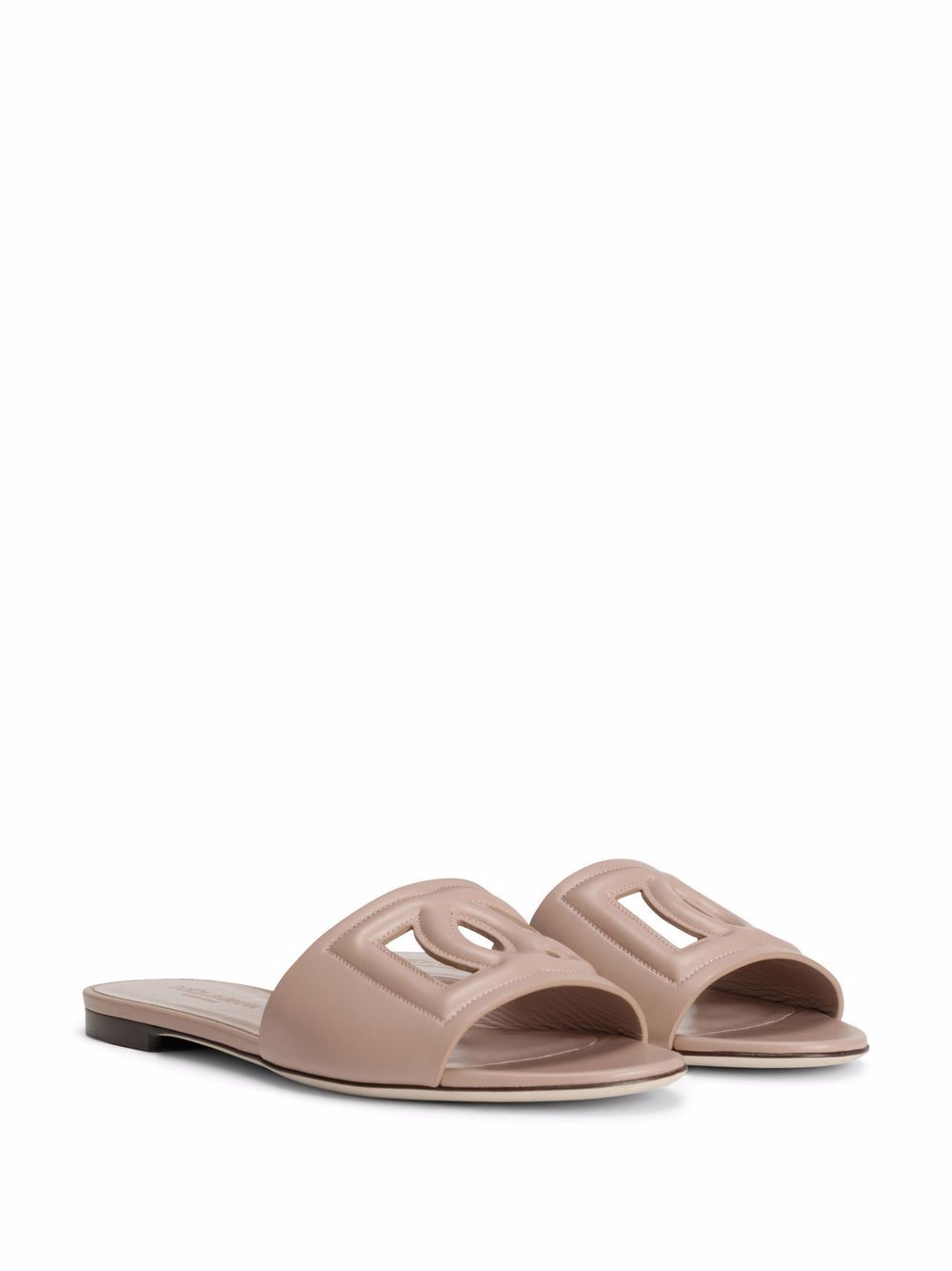 Dolce & Gabbana Women Dg Logo Leather Flat Sandals DOLCE & GABBANA