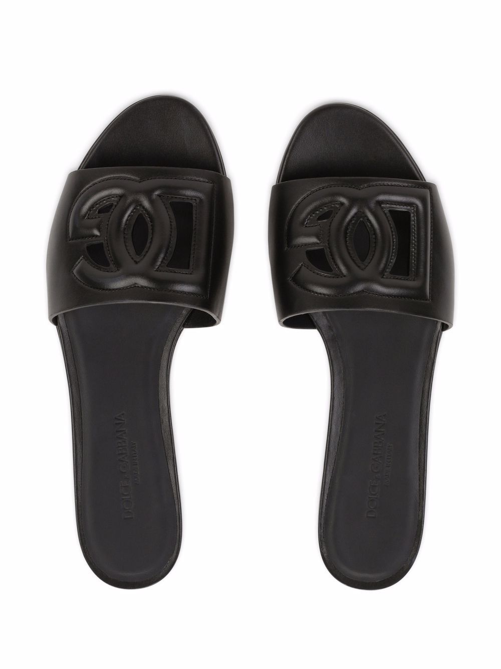 Dolce & Gabbana Women Dg Logo Leather Flat Sandals DOLCE & GABBANA