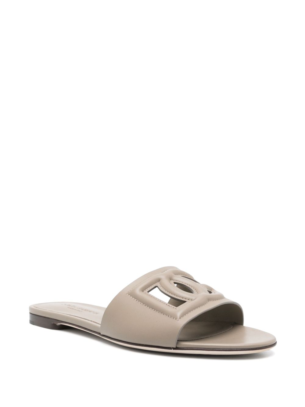 Dolce & Gabbana Women Dg Logo Leather Flat Sandals DOLCE & GABBANA