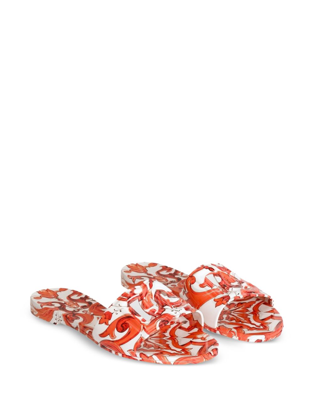 Dolce & Gabbana Women Maiolica Print Flat Sandals