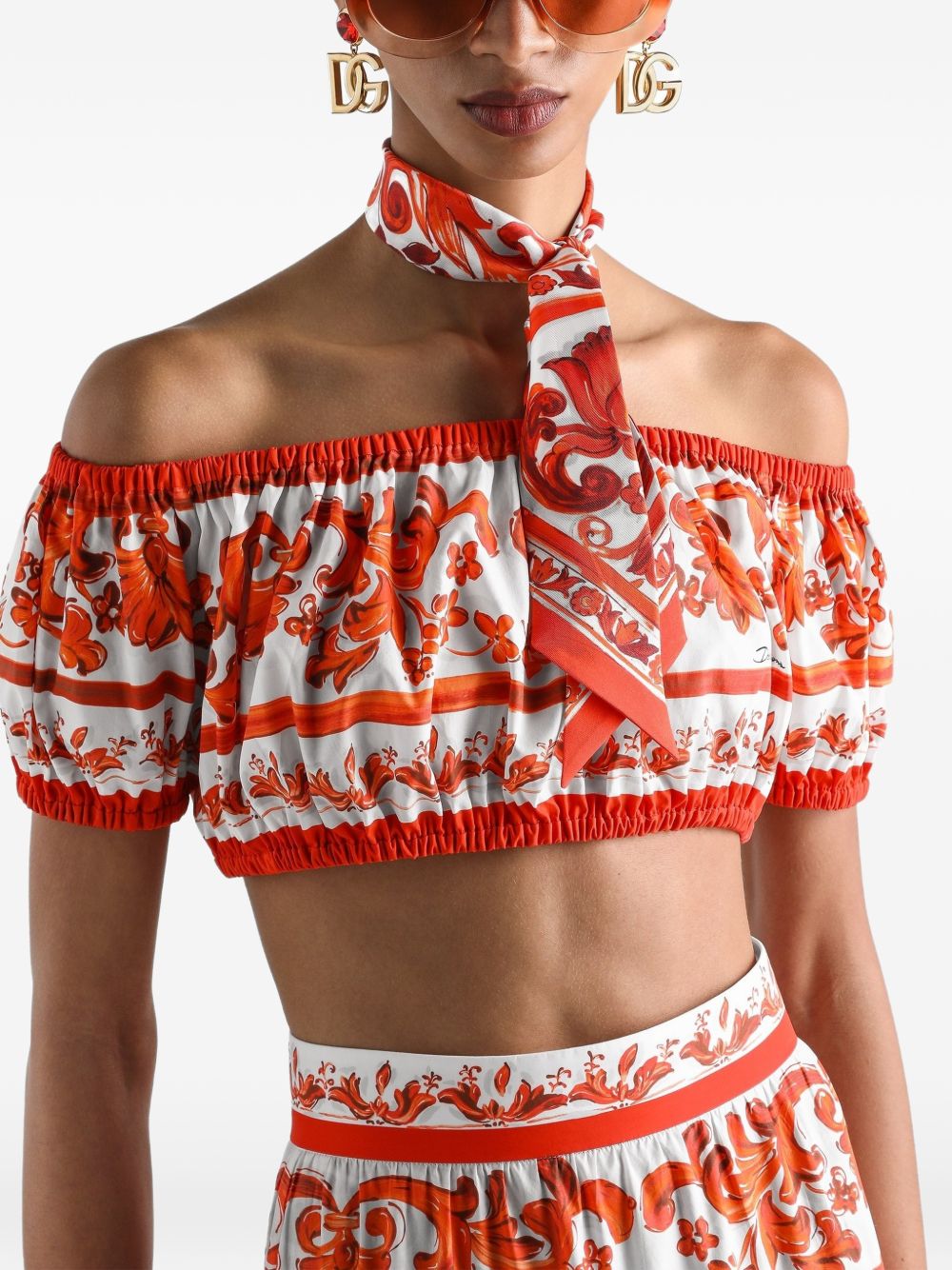Dolce & Gabbana Women Maiolica Print Cotton Top DOLCE & GABBANA