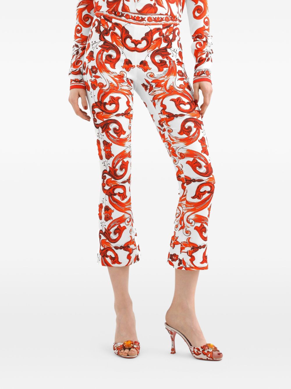 Dolce & Gabbana Women Maiolica Print Silk Trousers DOLCE & GABBANA