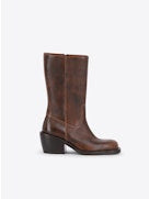 Dries Van Noten Women Textured Leather Block Heel Boots
