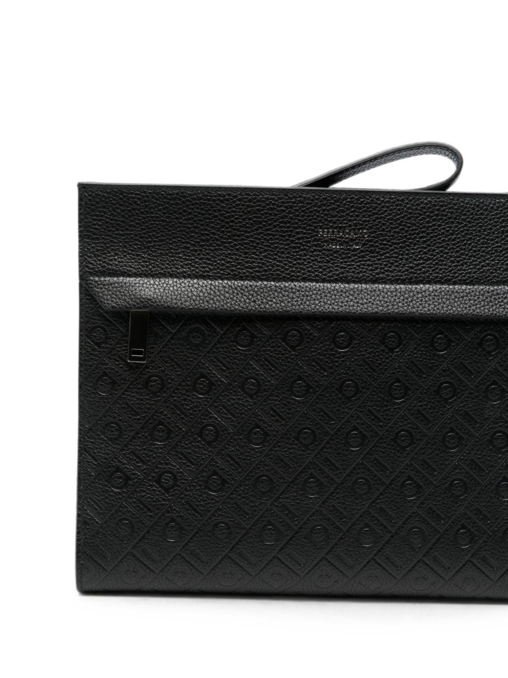 Ferragamo Men Monogram Leather Pouch FERRAGAMO