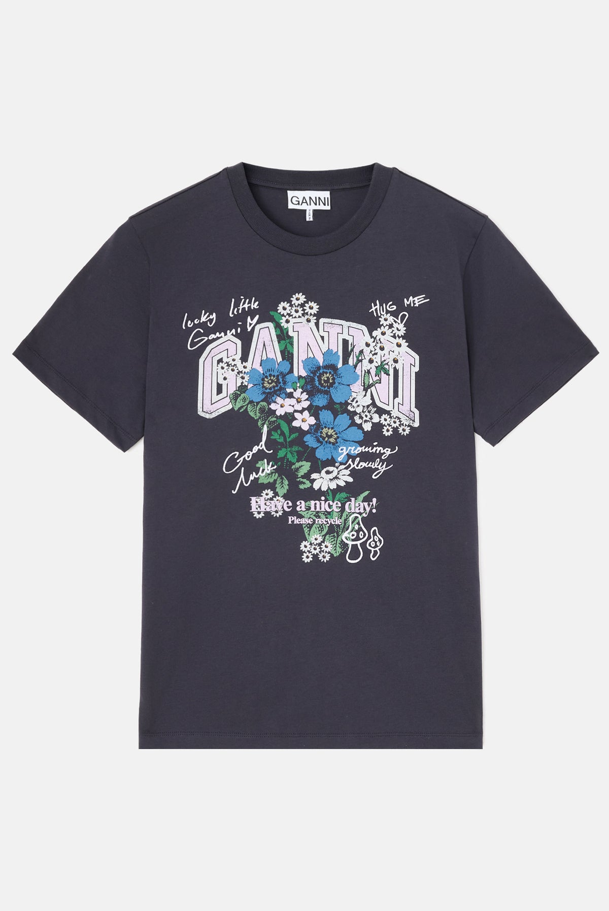 Ganni Women Basic Cotton Relaxed T-Shirt Flower Print GANNI