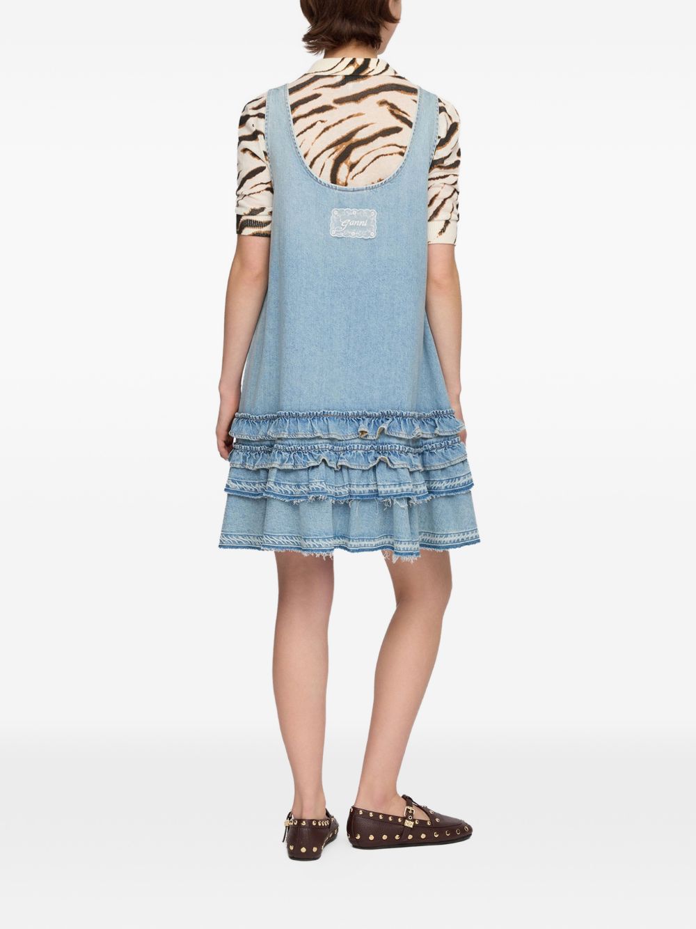 Ganni Women Organic Cotton Denim Mini Dress GANNI
