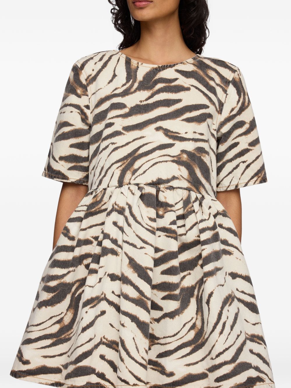 Ganni Women Zebra Print Cotton Mini Dress GANNI