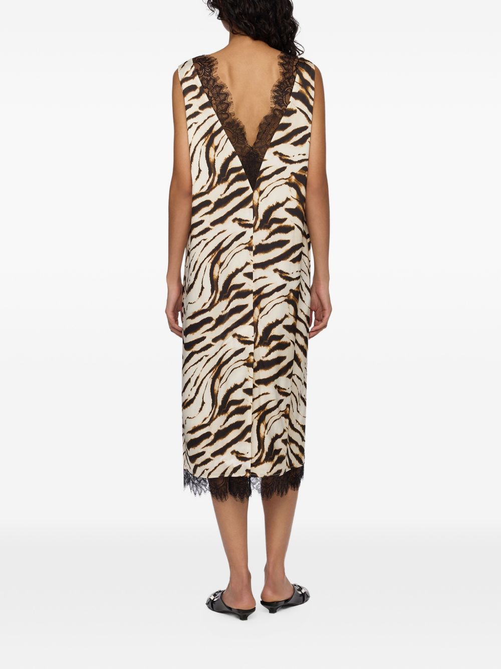 Ganni Women Zebra Print Midi Dress GANNI