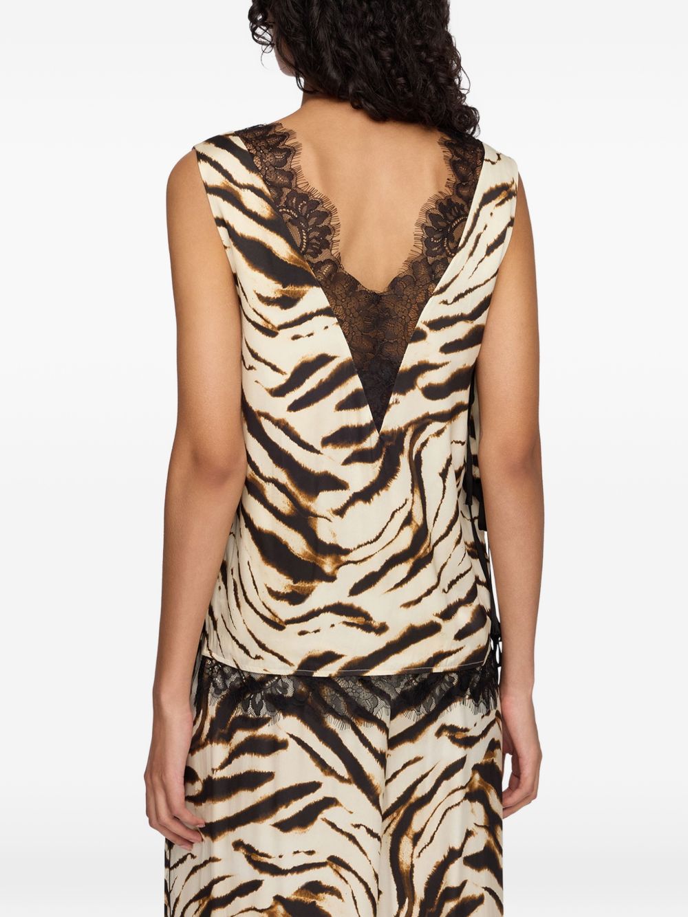 Ganni Women Zevra Print V-Necked Top GANNI