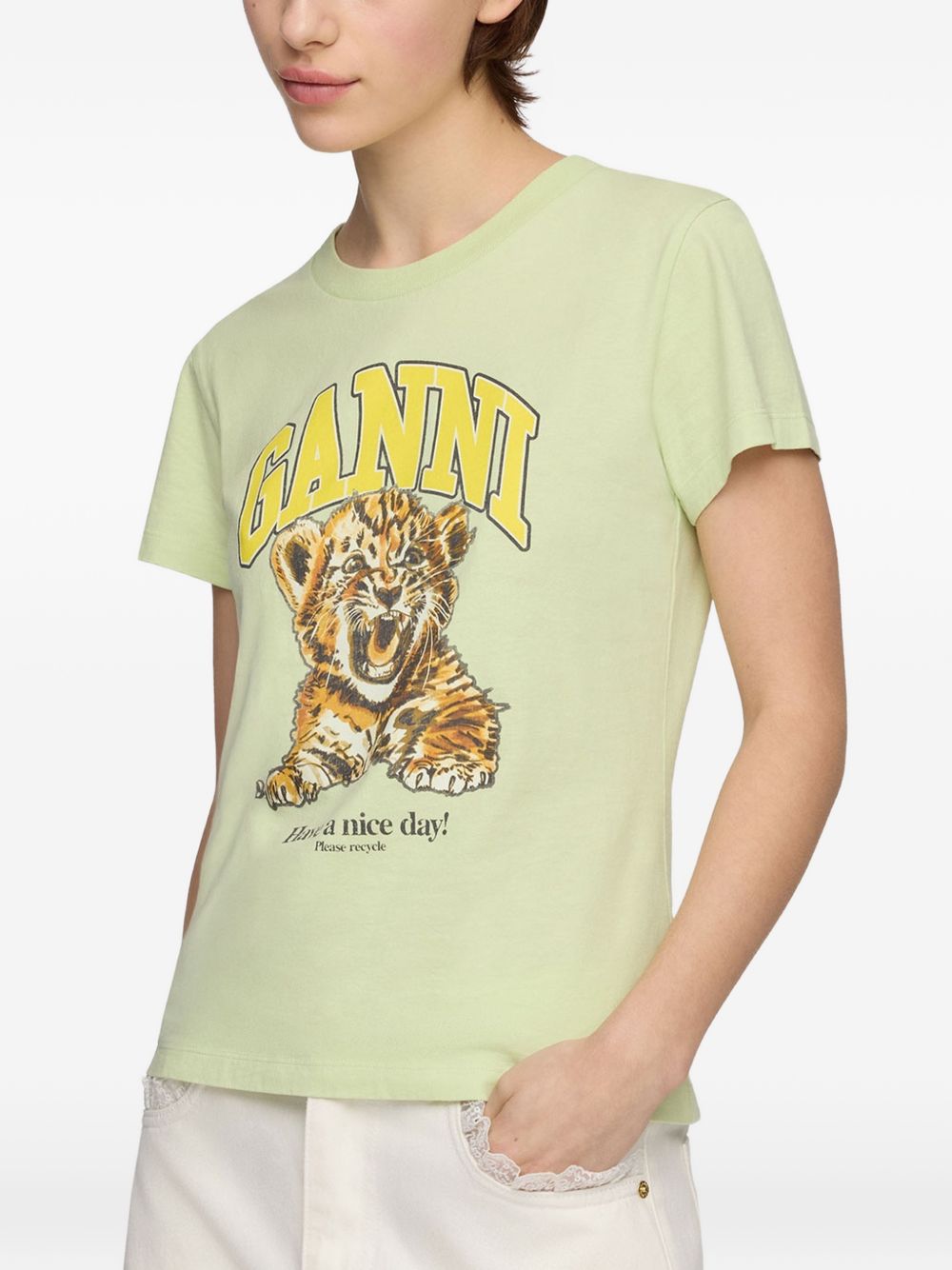 Ganni Women Printed Cotton T-Shirt GANNI