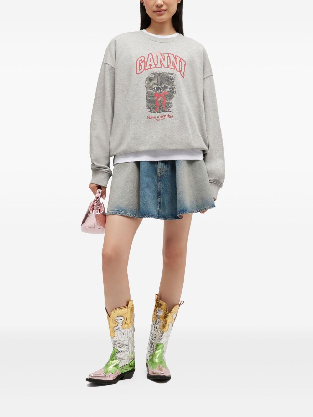 Ganni Women Margot Kitty Organic Cotton Sweatshirt GANNI