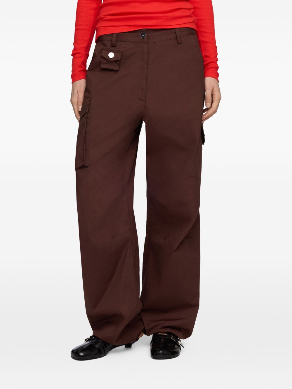 Ganni Women Organic Cotton Cargo Trousers GANNI