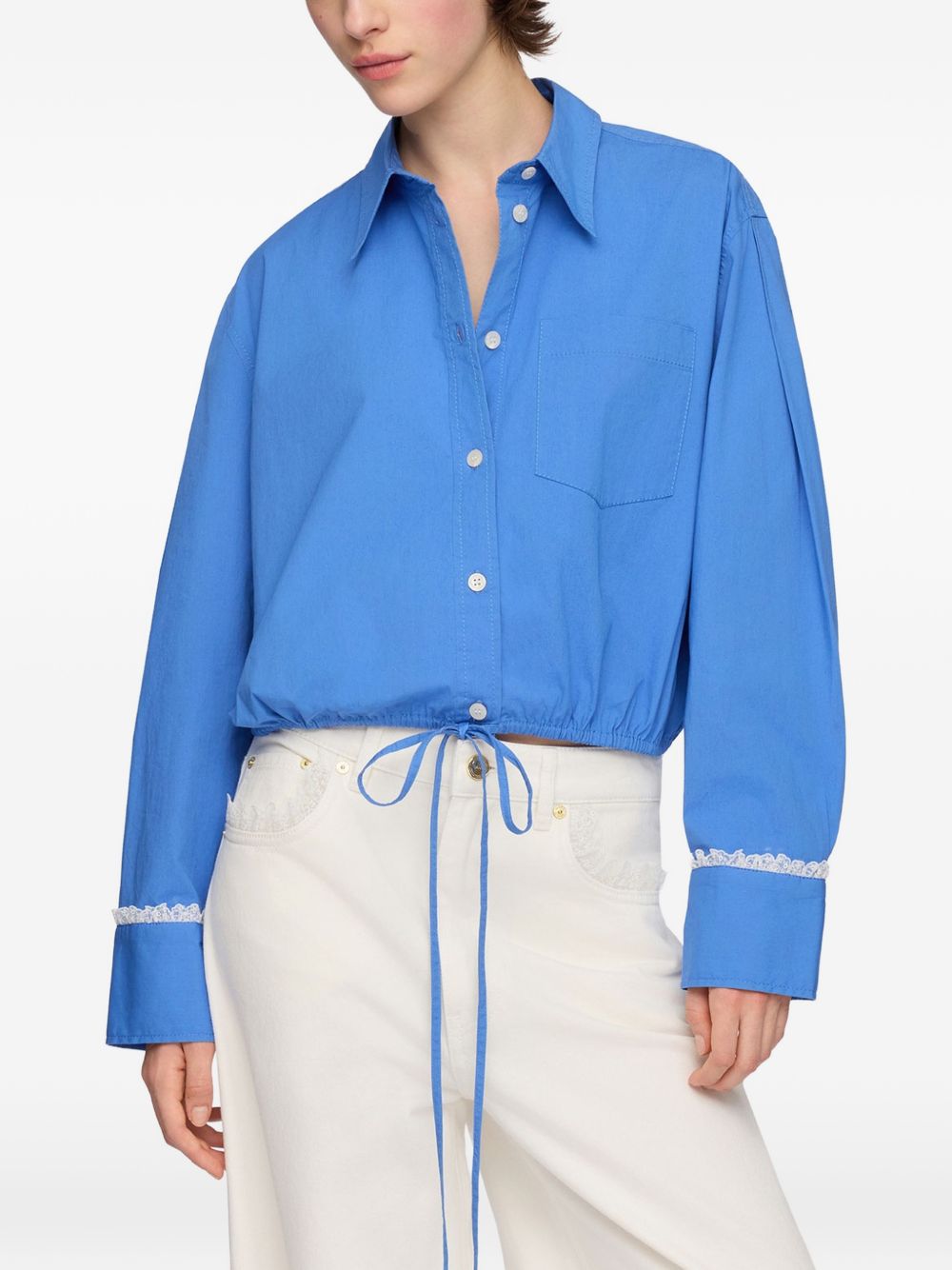 Ganni Women Organic Cotton Cropped Shirt GANNI