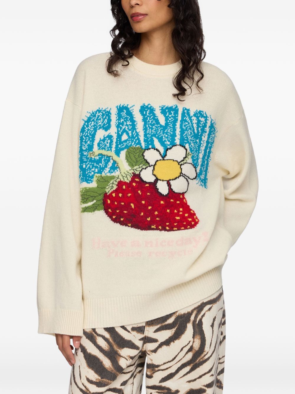 Ganni Women Wool Crewneck Sweater GANNI