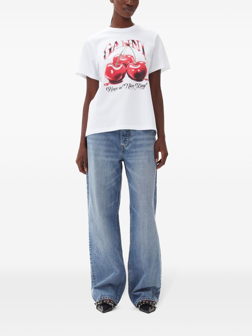Ganni Women Printed Cotton T-Shirt GANNI