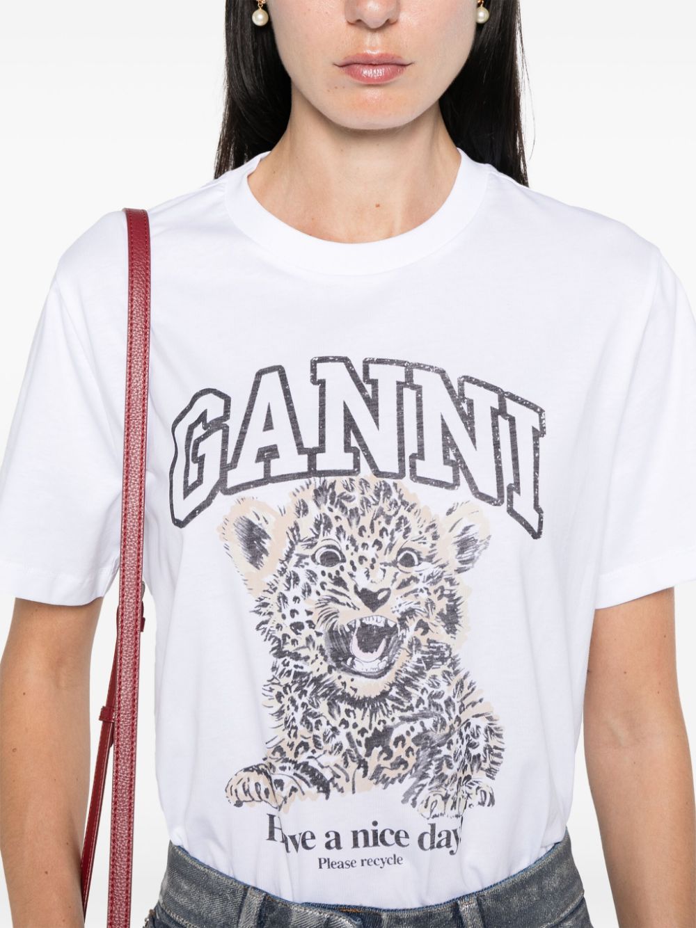 Ganni Women Printed Cotton T-Shirt