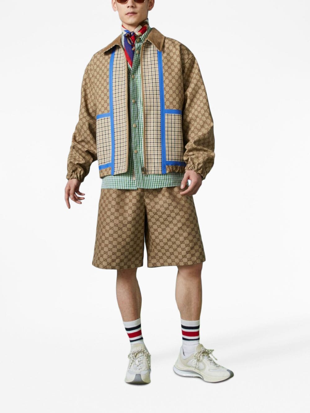 Gucci Men Gg Supreme Linen Shorts