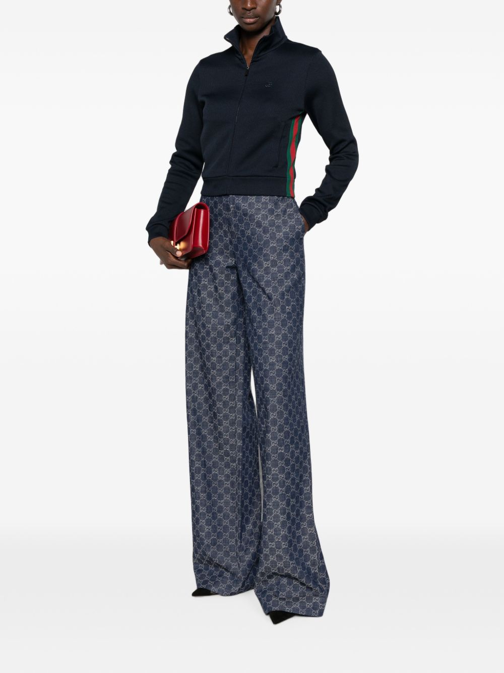 Gucci Women Web Detail Cotton Blend Sweatshirt GUCCI