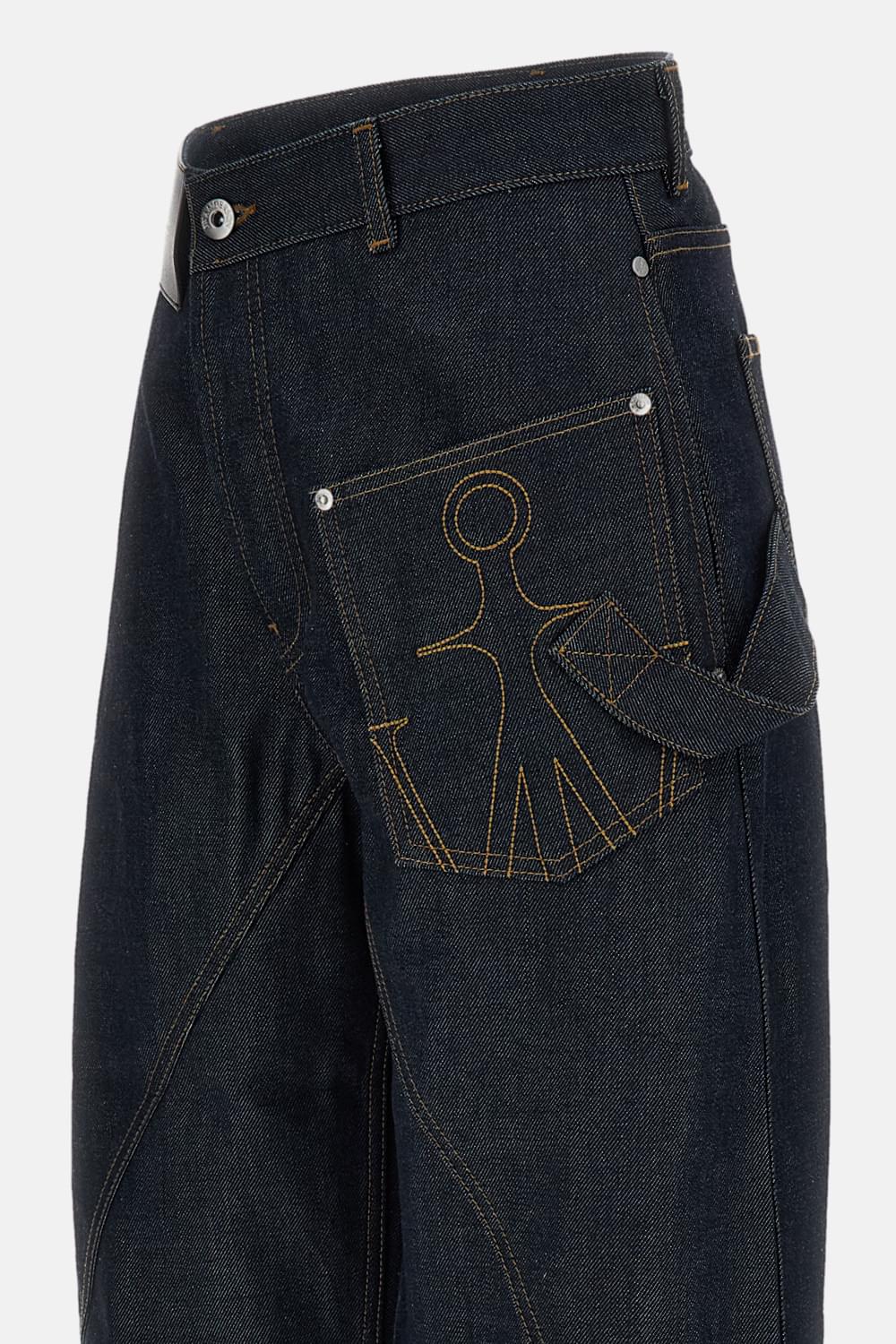 Jw Anderson Women Twisted Turn Up Workwear Denim Jeans J.W. ANDERSON