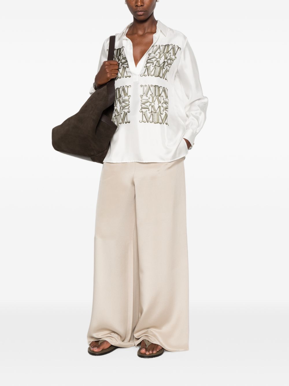 Max Mara Women Logo Print Silk Shirt MAX MARA