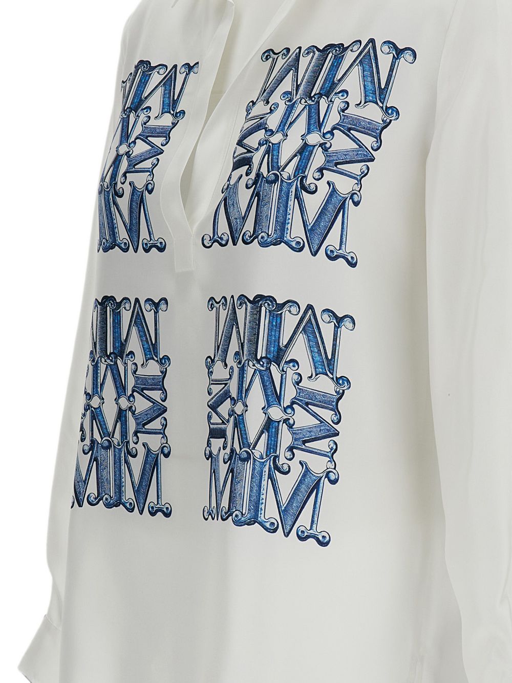 Max Mara Women Logo Print Silk Shirt