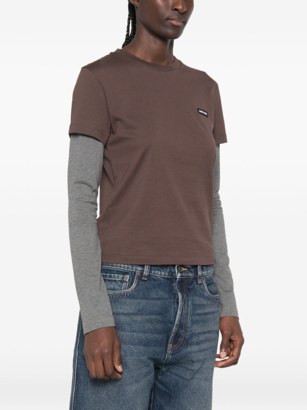Miu Miu Women Layered Cotton T-Shirt MIU MIU