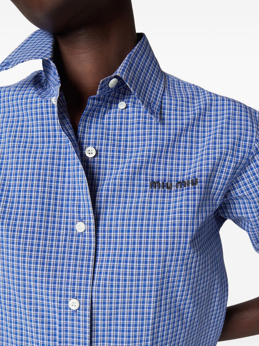 Miu Miu Women Checked Cotton Shirt MIU MIU