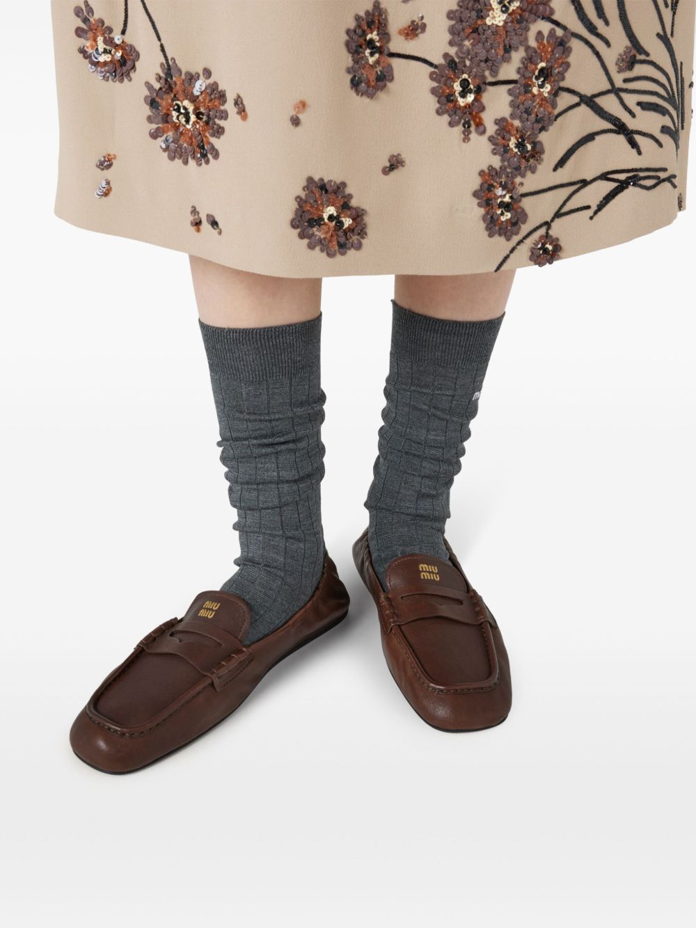 Miu Miu Women Ruches Leather Loafers MIU MIU
