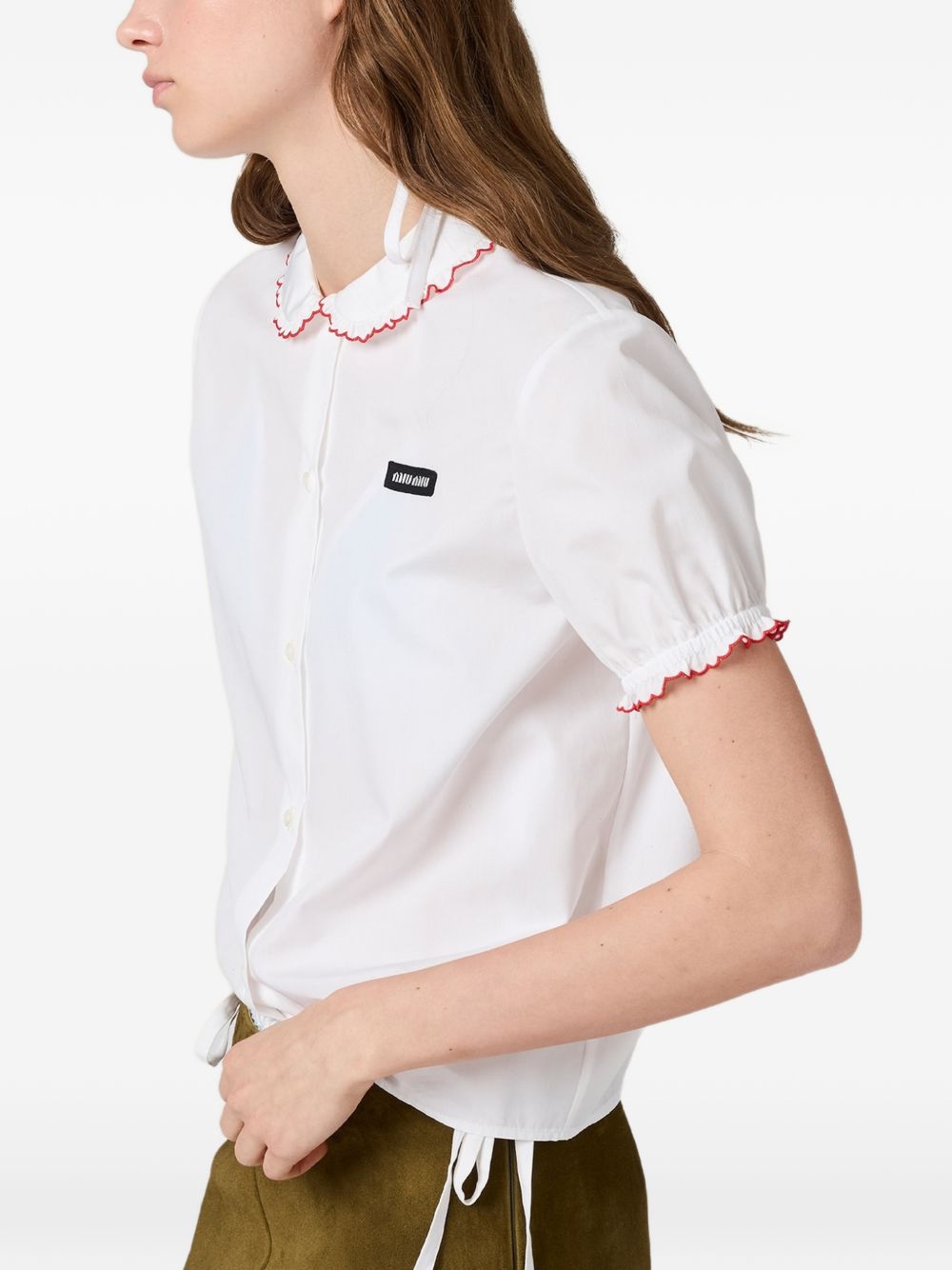 Miu Miu Women Embroidered Cotton Shirt MIU MIU