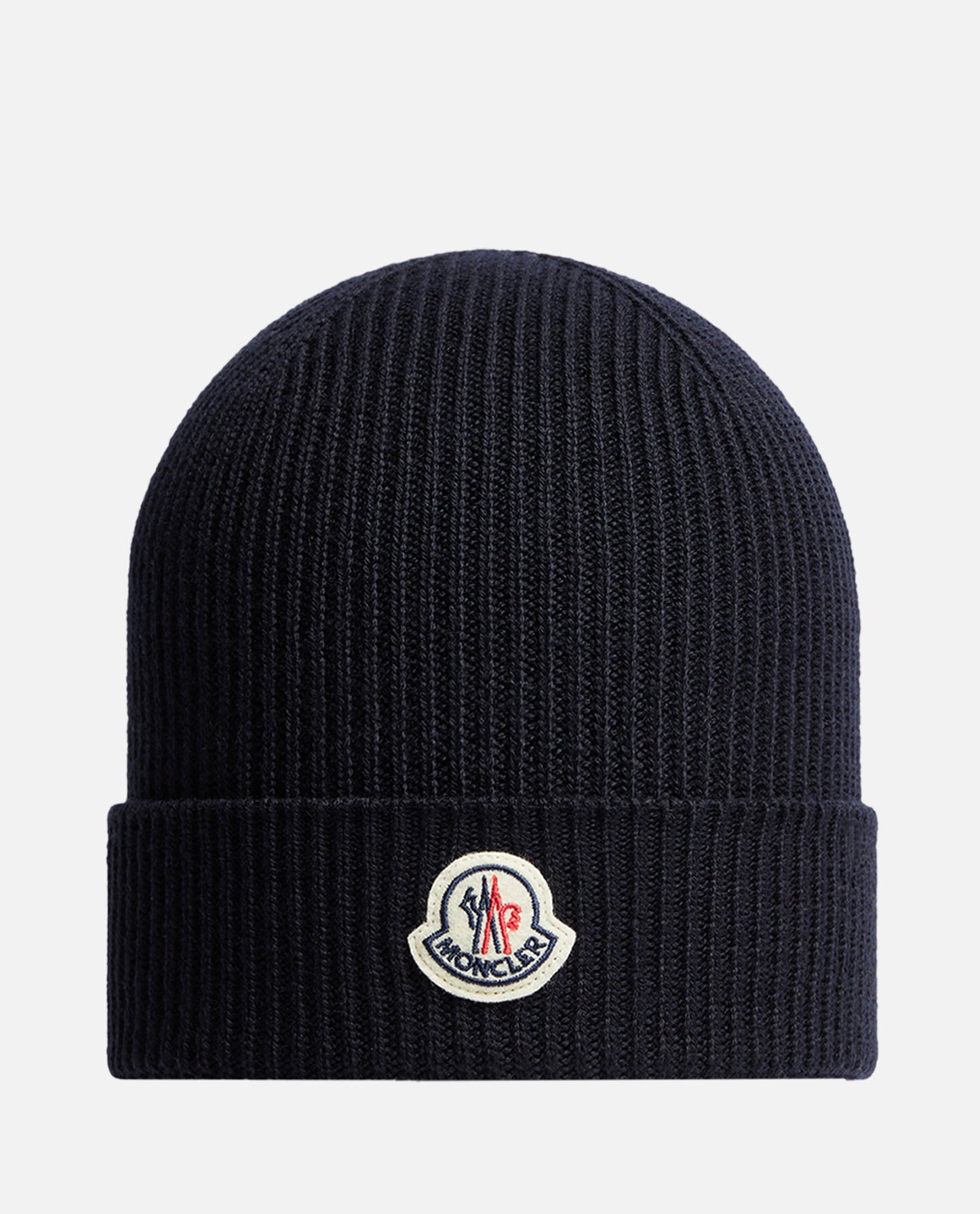 Moncler Men Ribbed Hat.Logo Detail.Color: Blue MONCLER