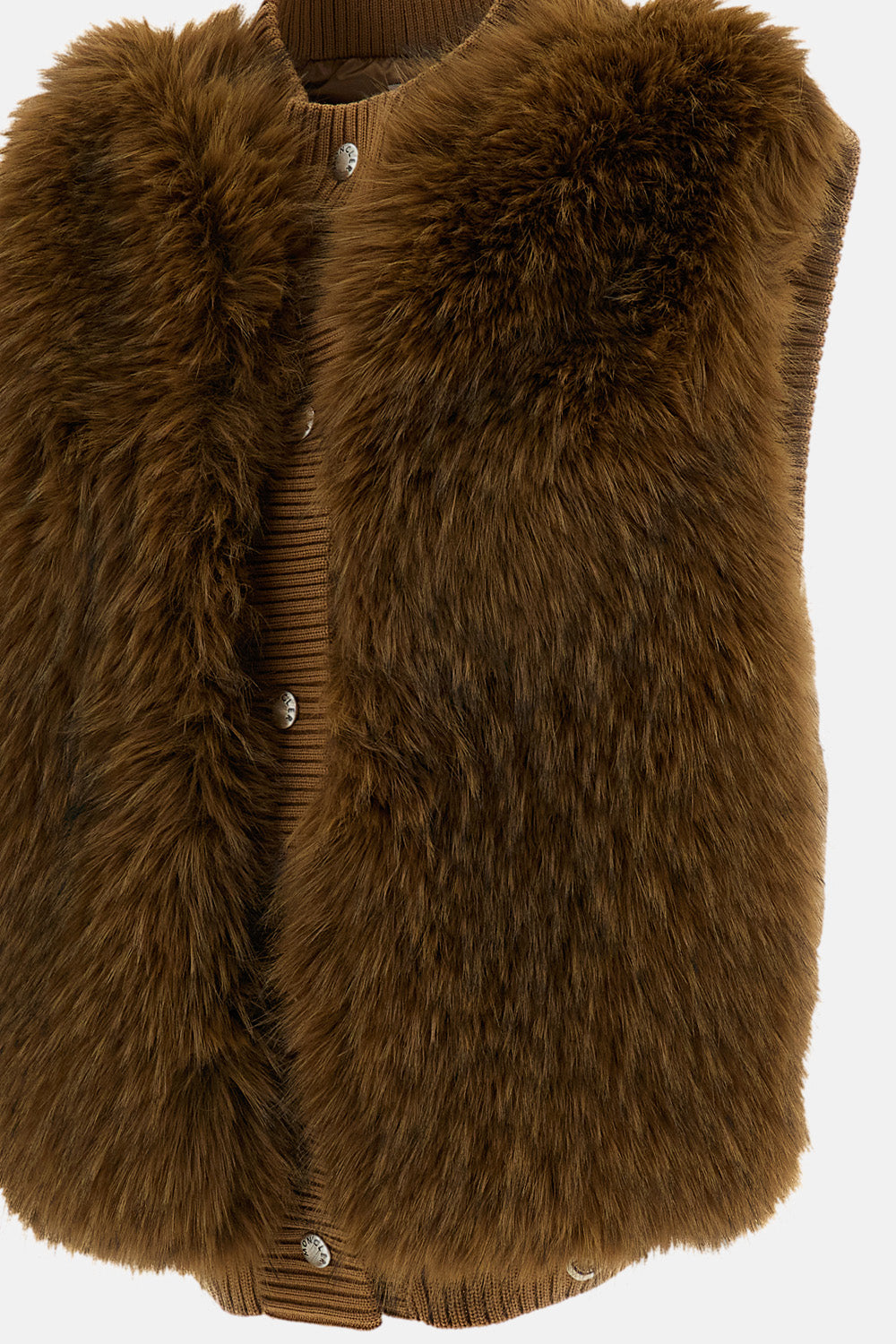 Moncler Women Wool Padded Gilet With Faux-Fur Panel MONCLER