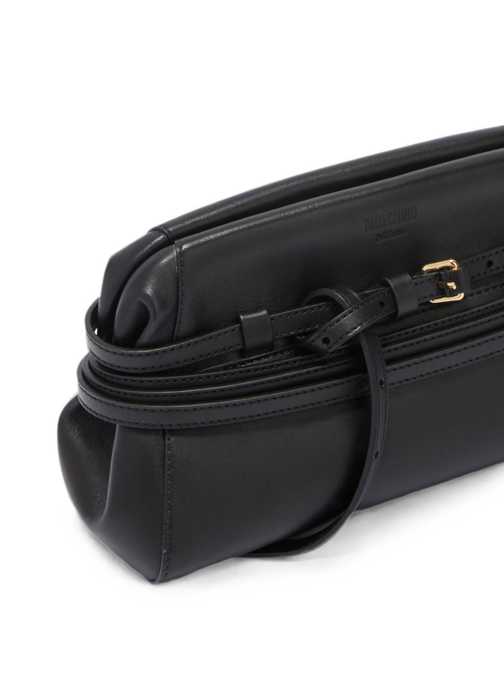 Moschino Women Tie Me Leather Clutch