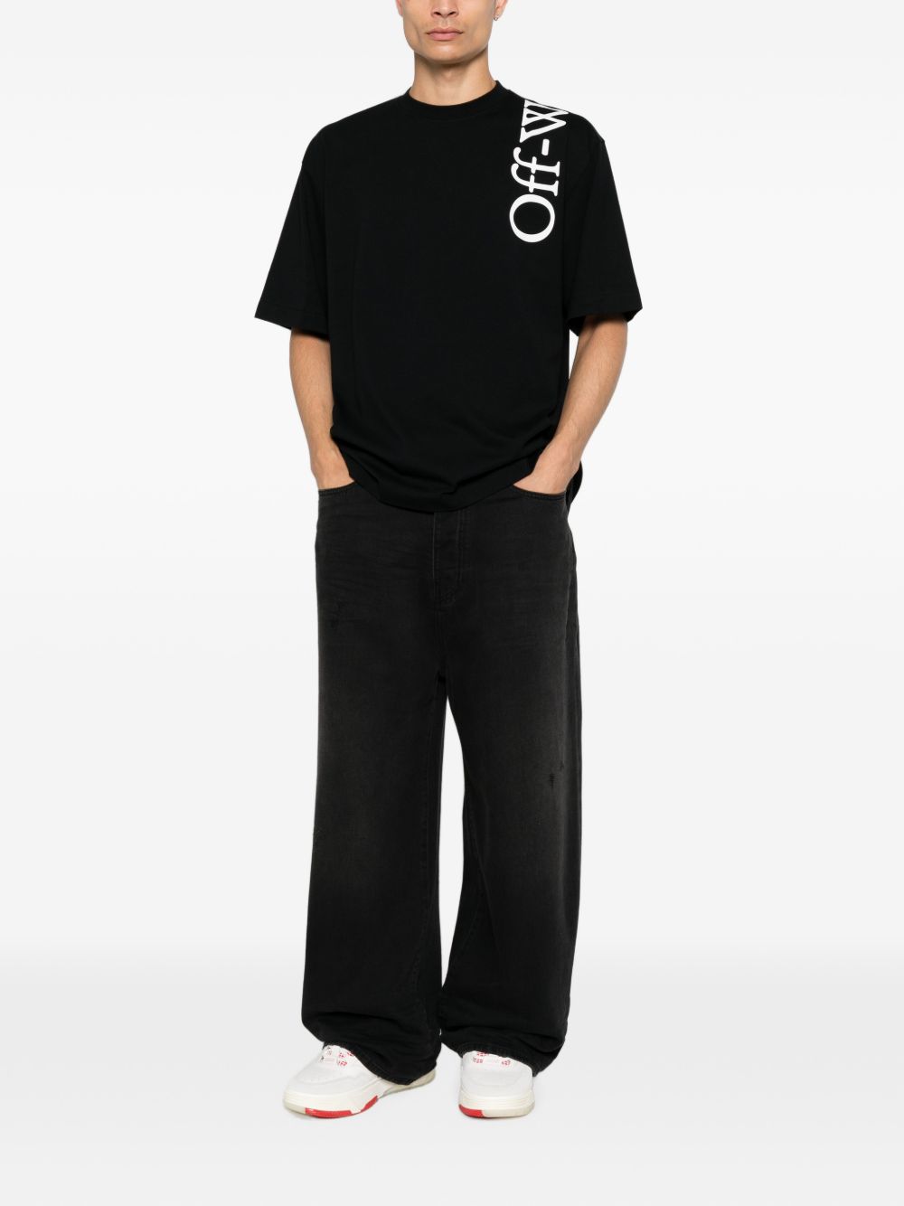 Off-White Men Vertical Bookish Skate Cotton T-Shirt OFF-WHITE