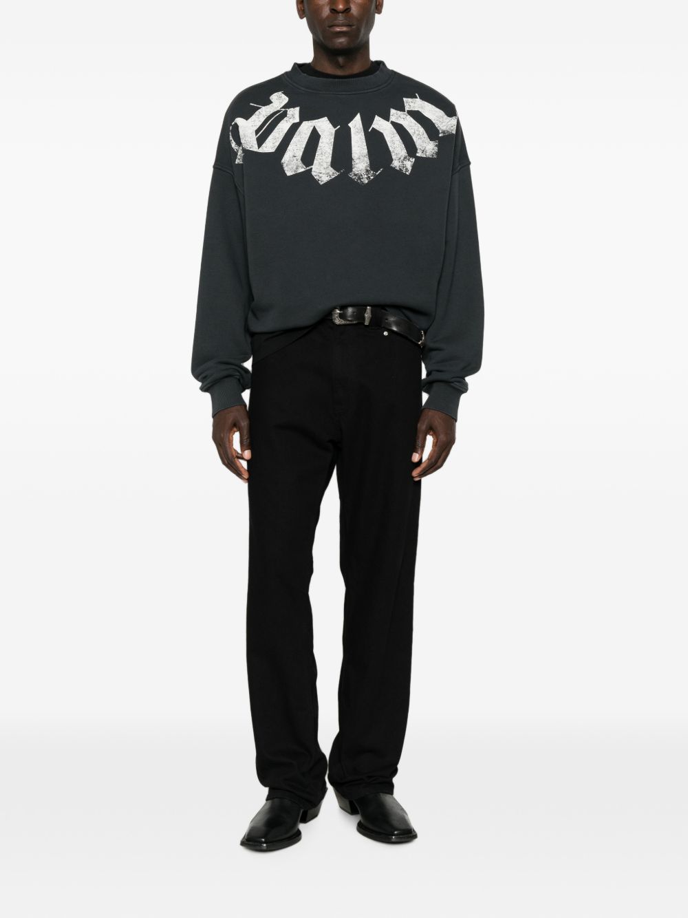 Palm Angels Men Logo Cotton Sweatshirt PALM ANGELS
