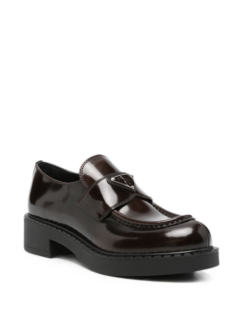 Prada Women Chocolate Leather Loafers PRADA