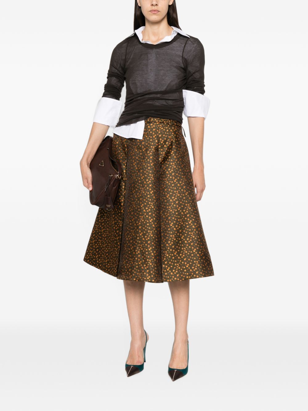 Prada Women Duchesse Midi Skirt PRADA