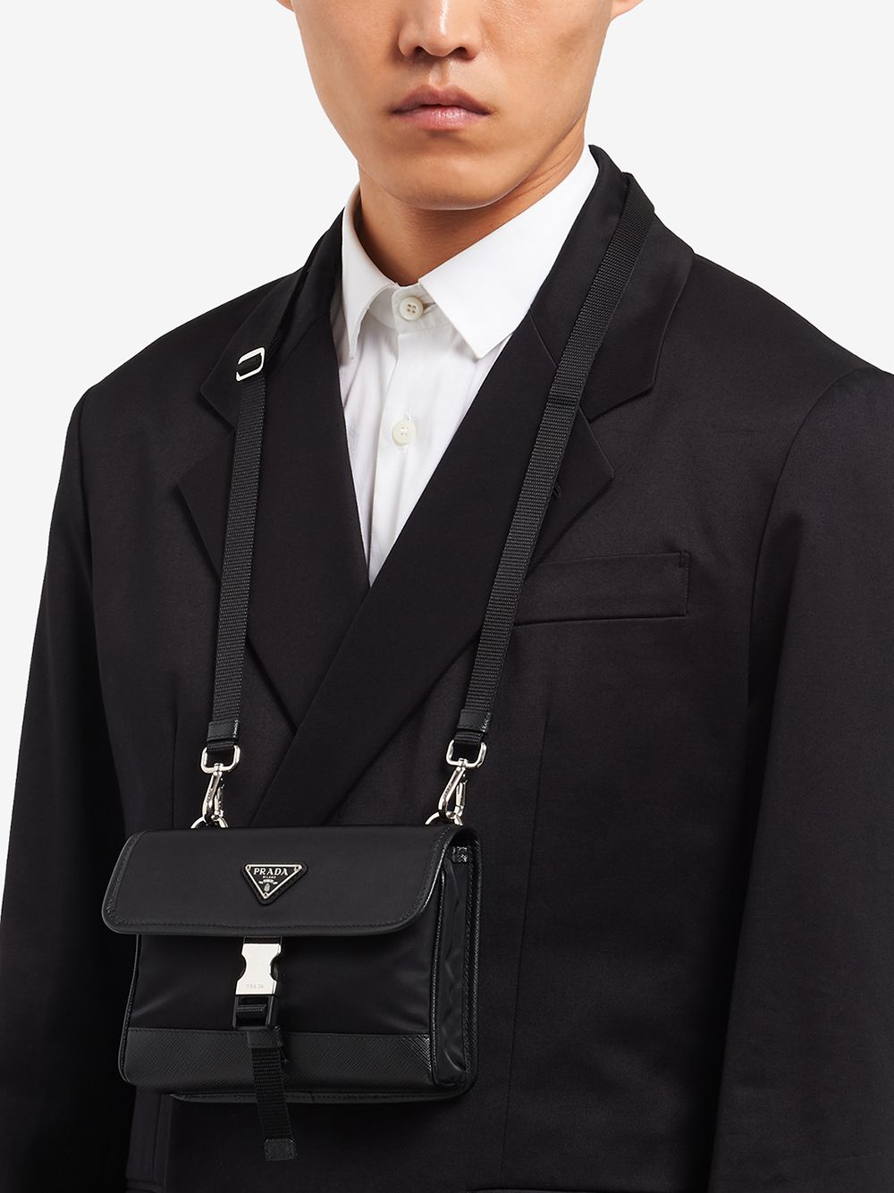Prada Men Re-Nylon And Saffiamo Mini Bag PRADA