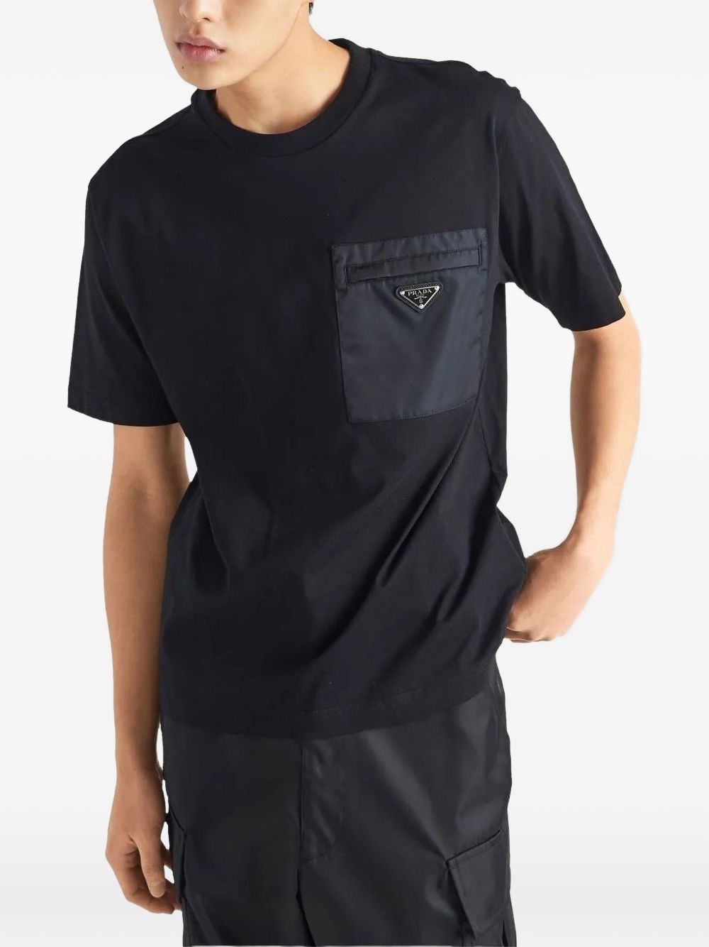 Prada Men Re-Nylon And Cotton T-Shirt PRADA