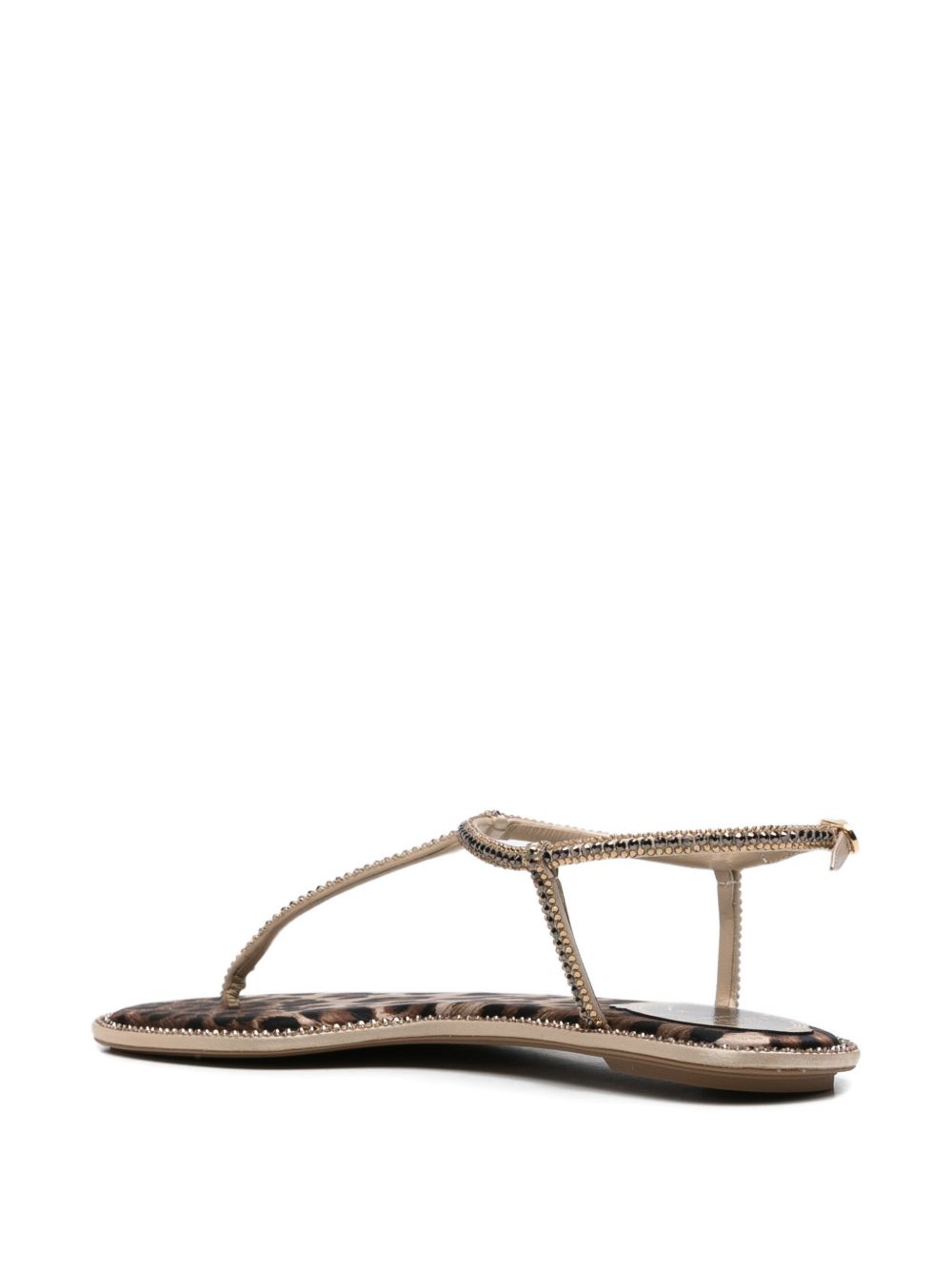 René Caovilla Women Diana Leather Flat Sandals RENE CAOVILLA