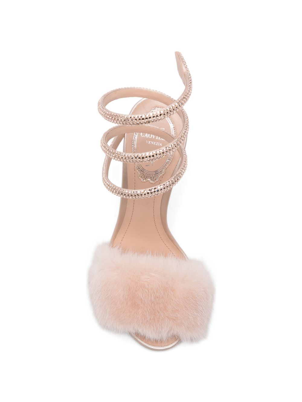 René Caovilla Women Furry Heel Sandals RENE CAOVILLA
