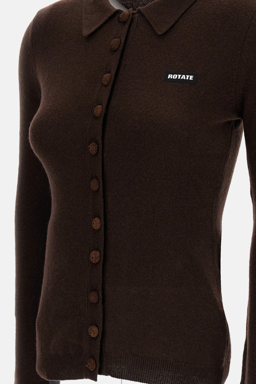 Rotate Women Knitted Wool-Cashmere Polo Shirt ROTATE