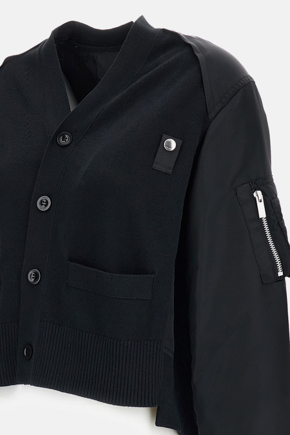Sacai Women Nylon Twill X Cotton Knit Cardigan SACAI