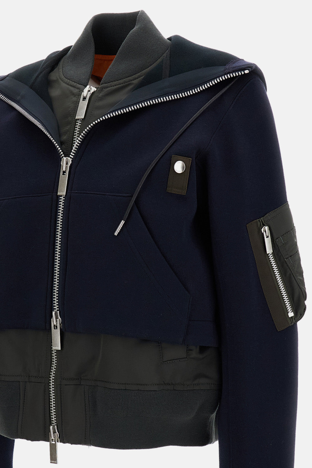 Sacai Women Bomber-Style Hooded Sweatshirt SACAI