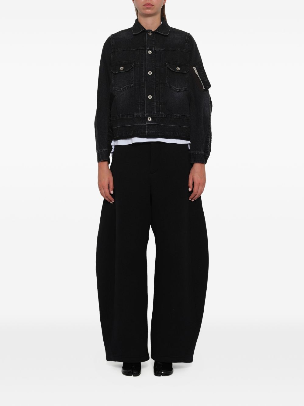 Sacai Women Denim And Nylon Blouson Jacket SACAI