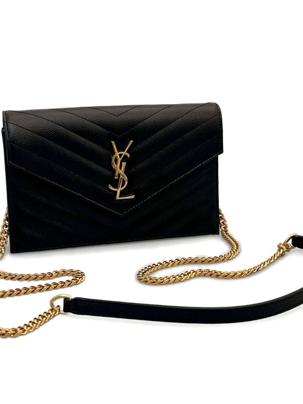 Saint Laurent Women Envelope Cassandre Leather Wallet On Chain SAINT LAURENT