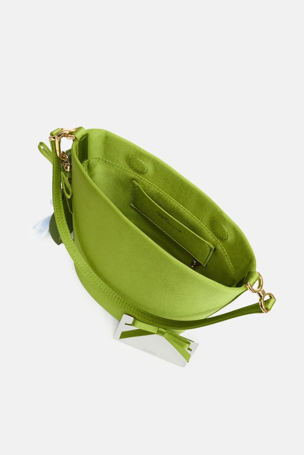 Self-Portrait Women Green Satin Bucket Bag SELF-PORTRAIT