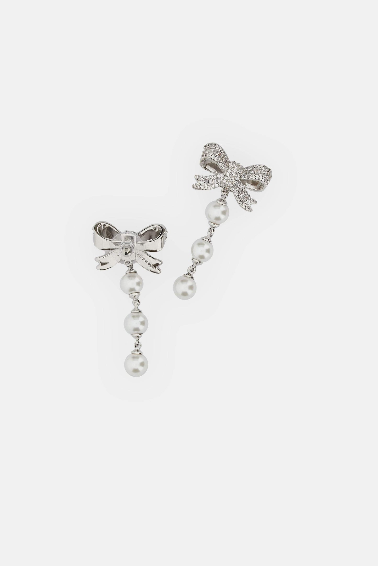 Self-Portrait Women Crystal Bow Pearl Droplet Earrings SELF-PORTRAIT
